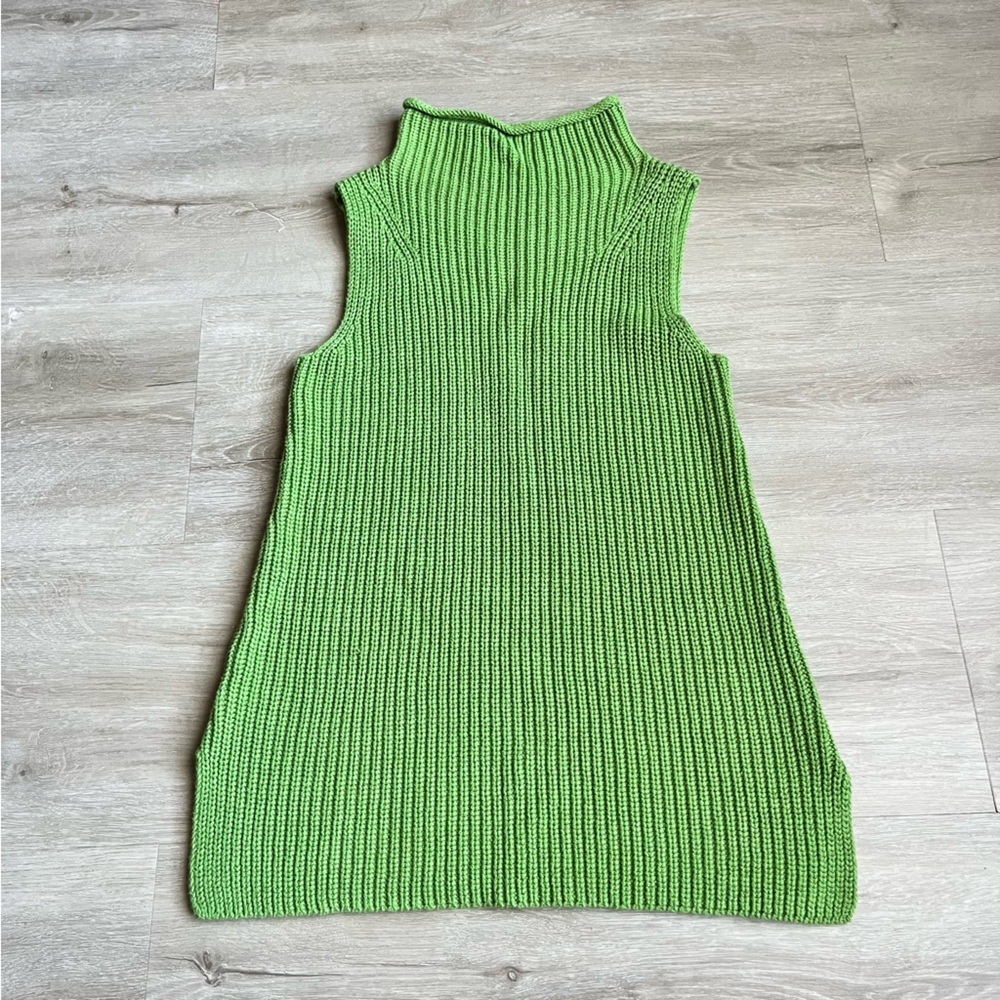 Ann Taylor Mock-neck Sleeveless Green Knit Sweater SZ S